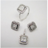 925銀公主方戒指耳環(huán)吊墜套裝